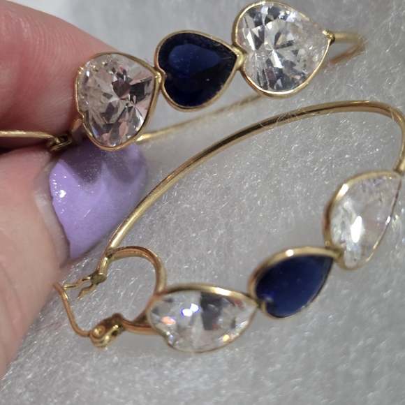 Zales Gold and Blue Heart Earrings - Picture 4 of 8